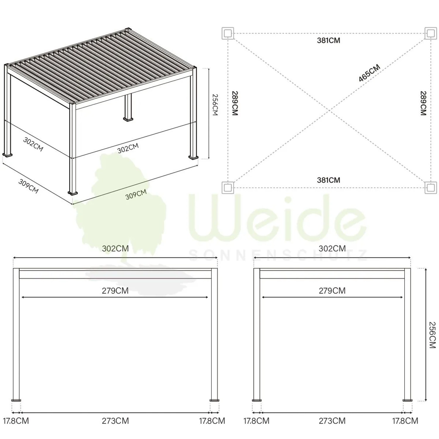 Weide Deluxe Elektrisch Pavillon Terrassenüberdachung Aluminium Led 3 X 4 M_7