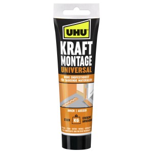 UHU Kraft Montage Universal Kleber, 200g Tube, für starke Verbindungen im Innen- und Außenbereich.
