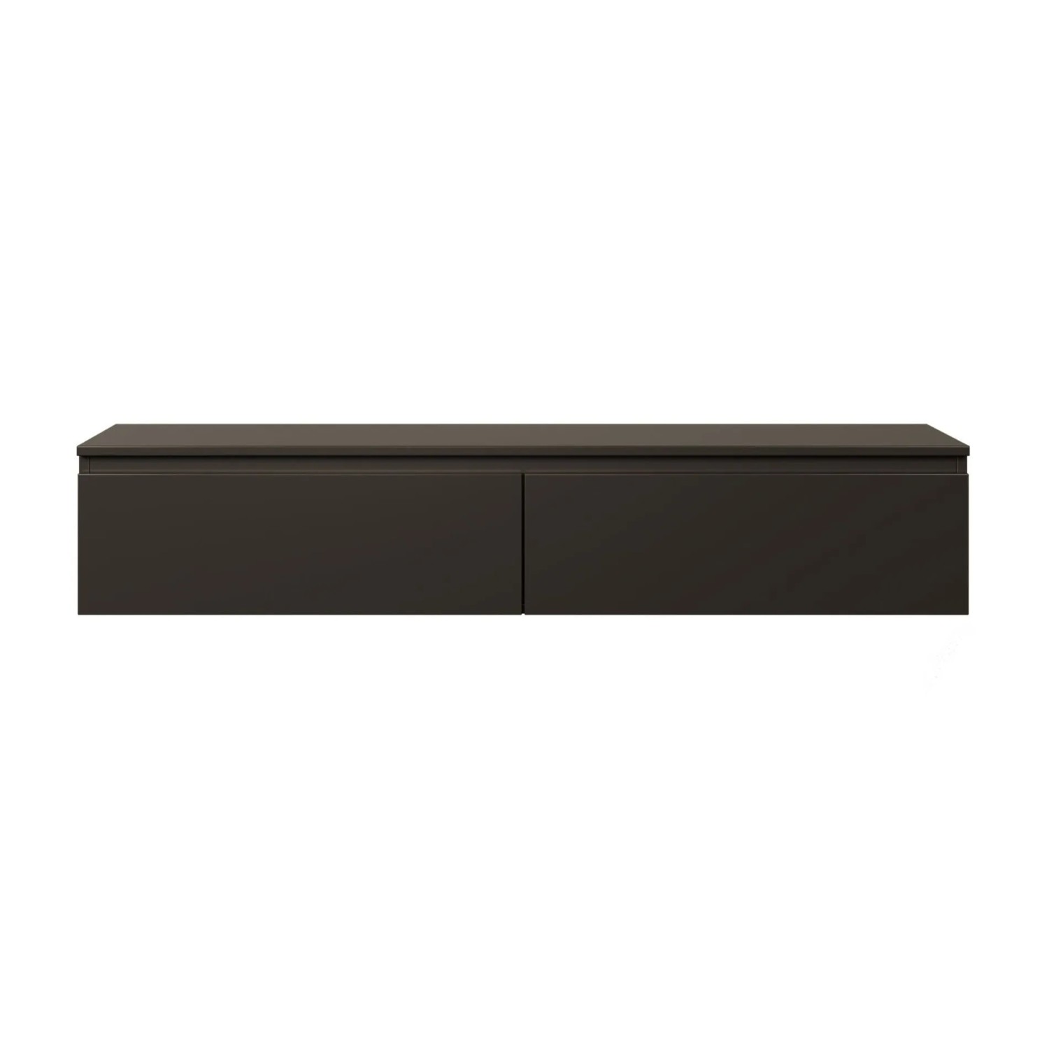 Schwarzes Selsey TV-Hängeboard Bemmi 150 cm, matt, mit zwei Klappfächern für schwebende Wandmontage.