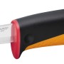 Fiskars Handwerkermesser mit Holster und Messerschärfer, kurze Klinge, ergonomischer Griff.