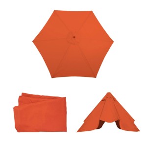 MCW Ersatzbezug für Sonnenschirm Lissabon, Ø 3m, Terracotta, verschiedene Ansichten.