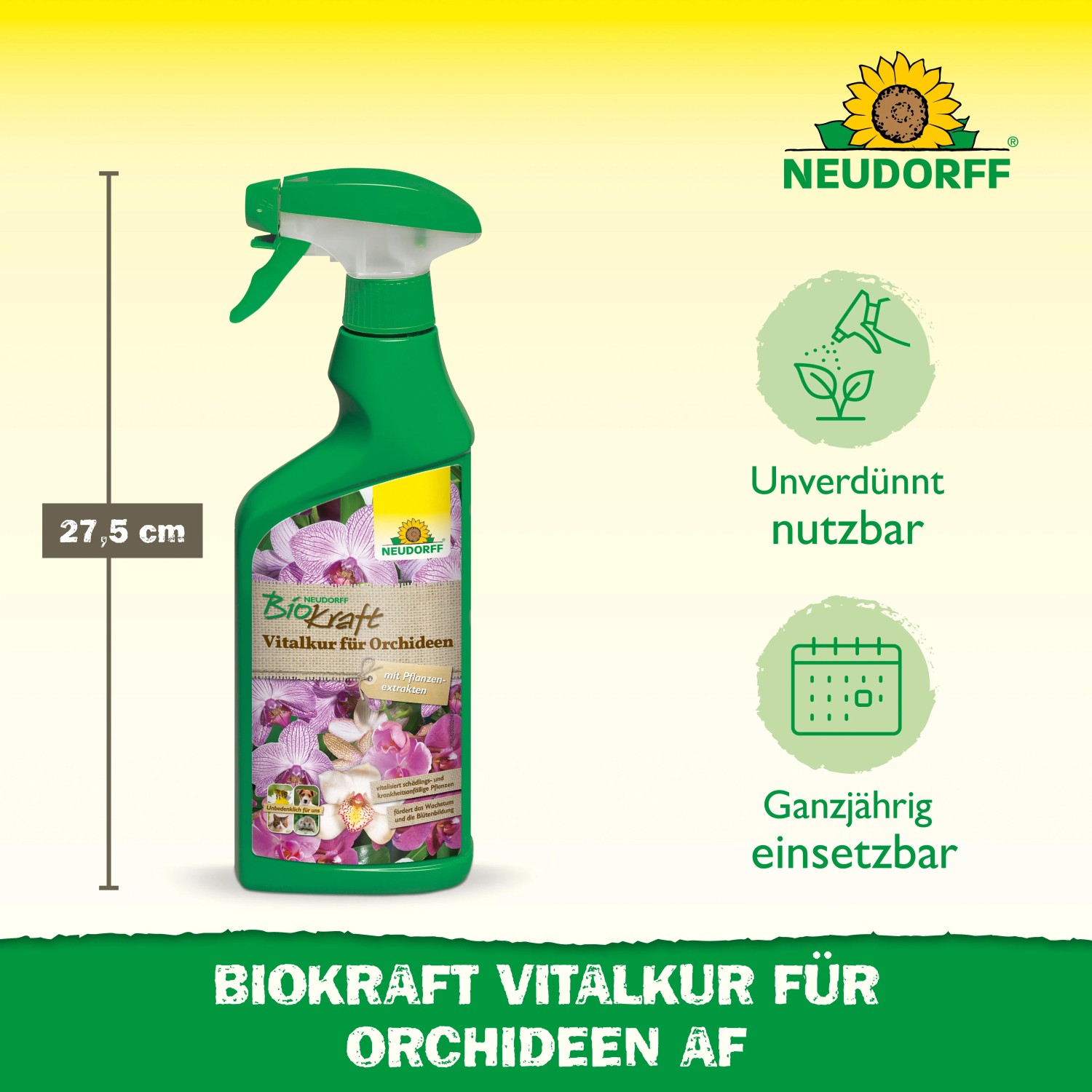 Neudorff BioKraft Vitalkur für Orchideen AF 500ml, anwendungsfertige Sprühflasche zur Pflanzenstärkung.