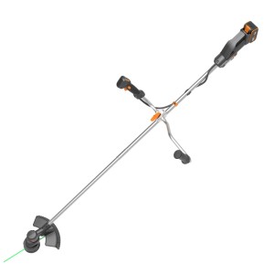 Worx Akku-Freischneider WG082E 20V mit Trimmerkopf und Fahrradgriff.