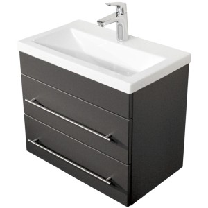 Posseik Waschplatz Vela SlimLine, 60 cm, Anthrazit, mit Waschbecken und zwei Schubladen.