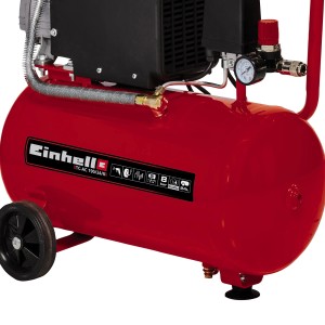 Roter Einhell Kompressor TC-AC 190/24/8 mit 24 l Tank und Manometer.