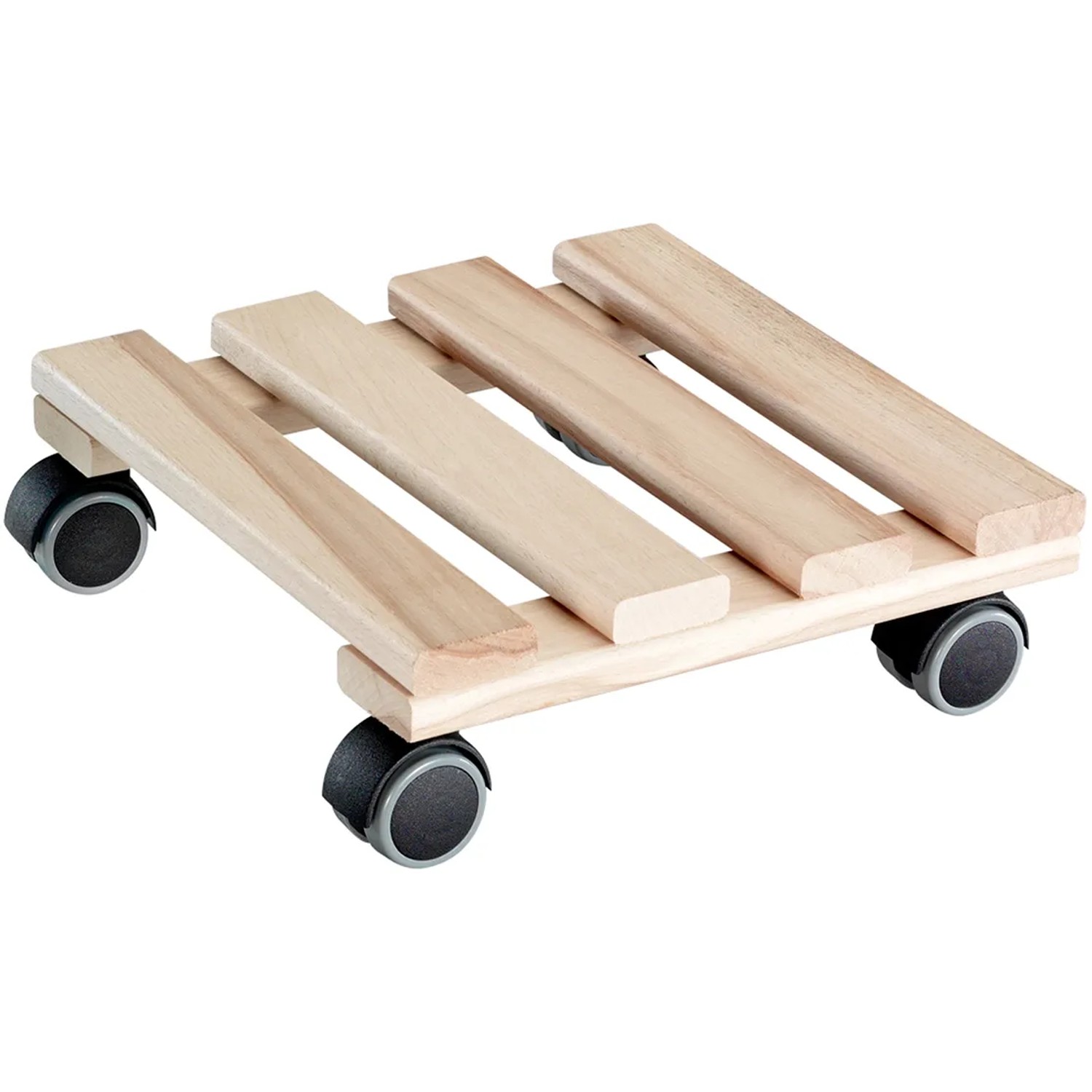 Wagner Kübelroller aus Buchenholz, 25x25 cm, mit 4 Rollen für den einfachen Transport von Pflanzenkübeln.
