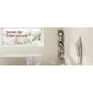Songmics Eckregal Custos, 5 Ebenen, Greige im Badezimmer. Bücherregal mit Deko.