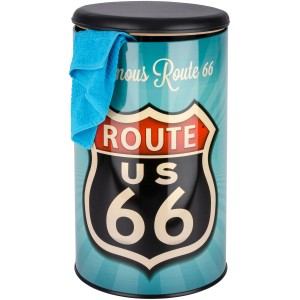 Wenko Wäschetruhe & Badhocker Vintage Route 66, Stahl, mit gepolsterter Sitzfläche und Retro-Motiv.