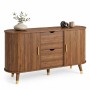 okwish Sideboard mit 2 Schiebetüren 2 Schubladen Wohnzimmer 140x79.5x40cm Braun_9