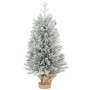 Künstlicher Weihnachtsbaum 90 cm, verschneit, mit dichtem Geäst und Leinenfuß. Perfekte Weihnachtsdekoration.