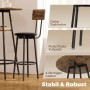 HOMCOM Bartisch-Set: Barhocker mit rustikaler Rückenlehne, schwarzem Sitz, Metallgestell. Details: dicke Stahlrohre, rutschfeste Fußpads.