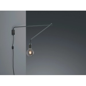 Moderne Trio Wandleuchte Line, schwarz matt, mit schwenkbarem Arm und E27 Fassung.