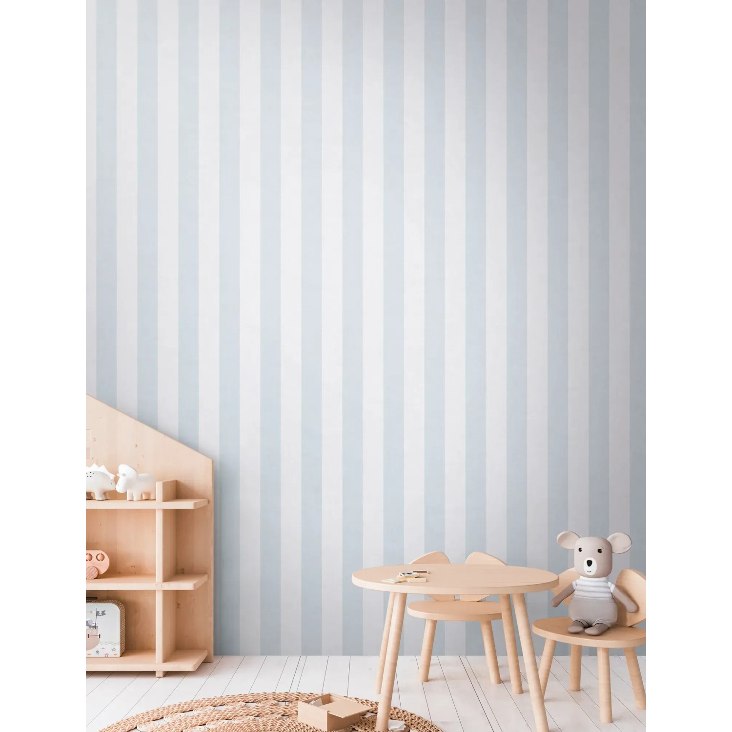 A.S. Creation Vliestapete Streifen hellblau im Kinderzimmer.