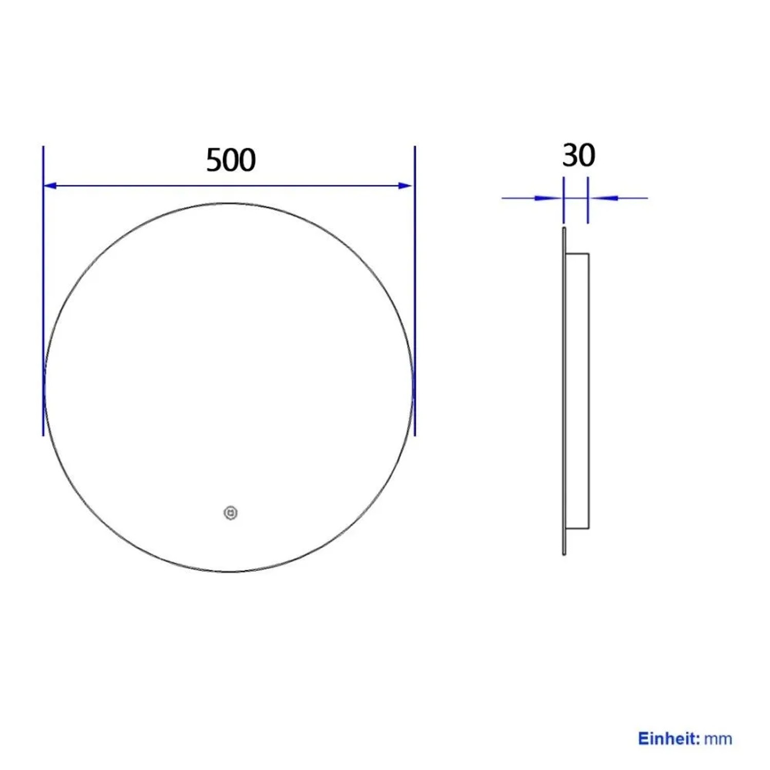 Emke Rund Spiegel 50cm Rahmenloser LED Badezimmerspiegel mit Touchschalter Kaltweiß Licht_6