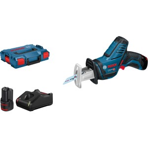 Bosch Professional Akku-Säbelsäge GSA 12 V-14 mit L-Boxx, zwei Akkus und Ladegerät.