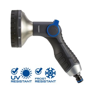 LUX Multifunktionsbrause mit 10 Strahlvarianten für Gartenbewässerung und Reinigung.