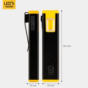 LED's Work Akku-Taschenlampe, 300lm, dimmbar, mit Clip und Magnet, für flexible Beleuchtung.