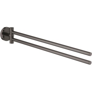 Grohe Essentials Handtuchhalter, Hard Graphite, schwenkbar, 2-armig.