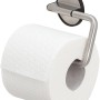 Tiger Toilettenpapierhalter Tune, Edelstahl gebürstet-schwarz mit Toilettenpapierrolle.