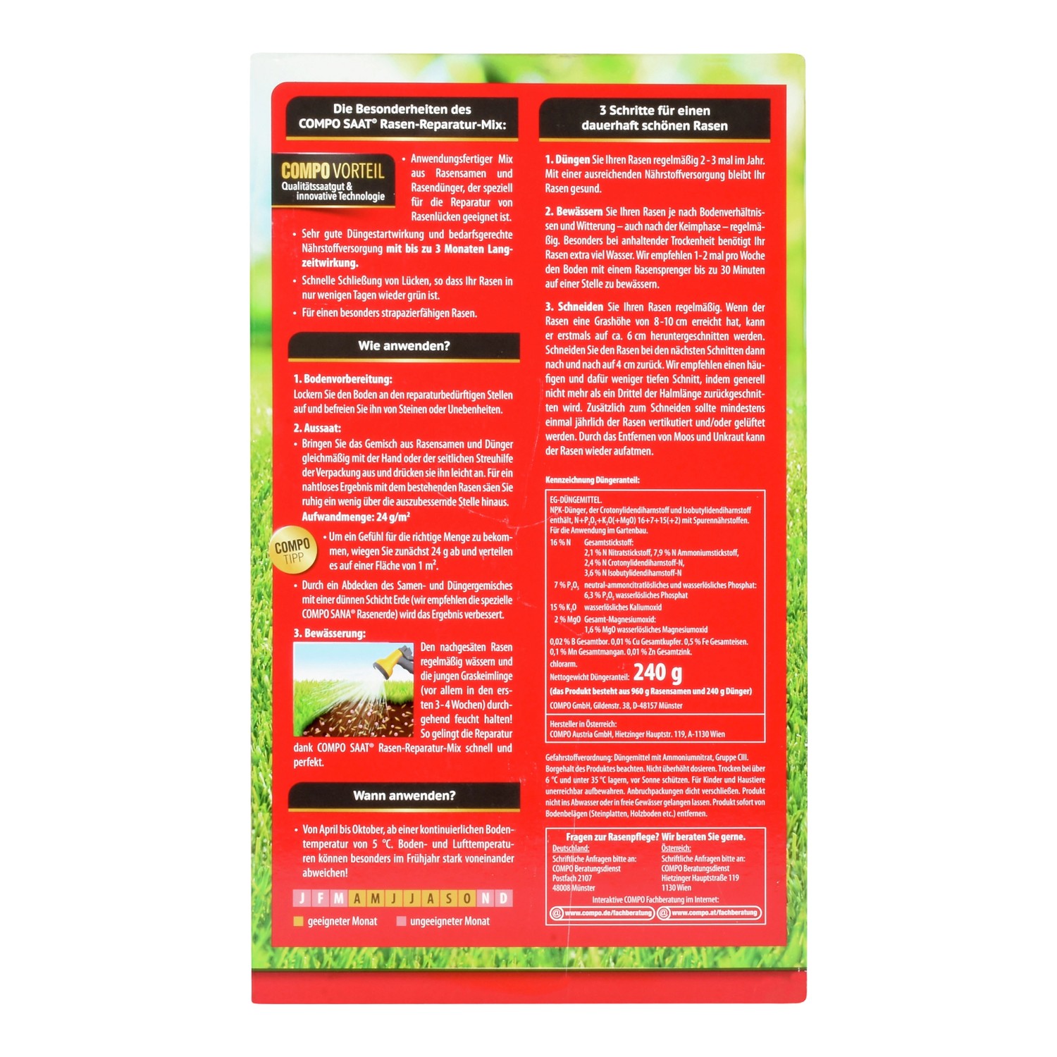 Compo Saat Rasen-Reparatur-Mix Samen und Dünger 50 m² 1,2 kg_2
