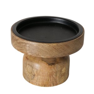 Boltze Home Kerzenleuchter Numla aus Mangoholz, naturfarben, Ø 12 cm.