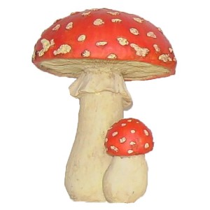 Deko-Pilz, 18 cm, aus Polyresin, rot mit weißen Punkten, für die Gartendekoration.