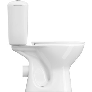 Weißes baliv Stand-WC-Set WC-7695 mit WC-Sitz, Seitenansicht.