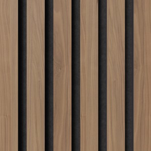 Akustikpaneel Walnuss mit schwarzem Filz, 60x120cm, 2er Set. Holzpaneel zur Wand- und Deckengestaltung.