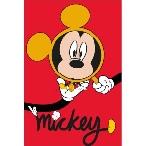 Komar Wandbild: Mickey Mouse auf rotem Grund, 50x70 cm. Dekoratives Glasbild für Kinderzimmer.