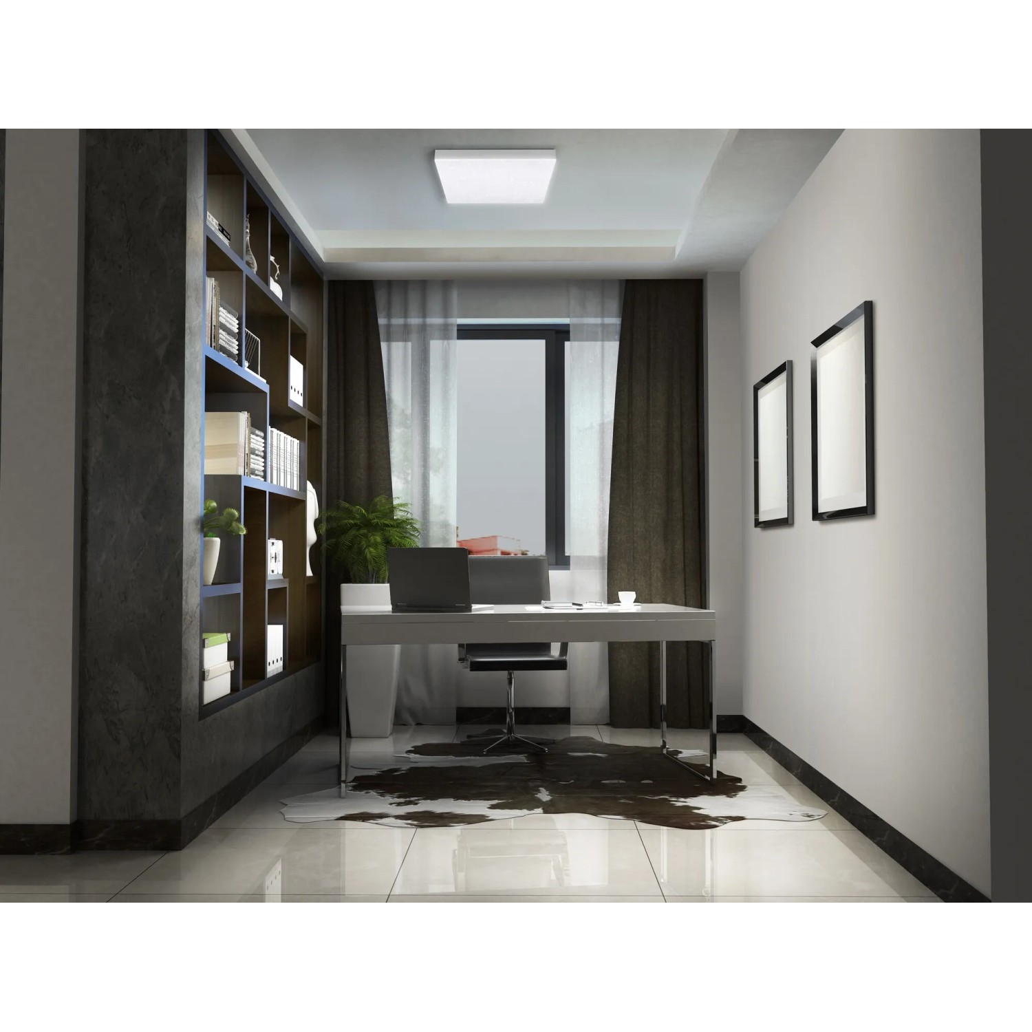 Ledvance Smart+ WiFi Panelleuchte Planon, rahmenlos, tunable white, 45x45 cm im modernen Arbeitszimmer.