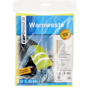 Cartrend Warnweste Gelb, Universalgröße, gut sichtbar für Pannenhilfe & Erste Hilfe.