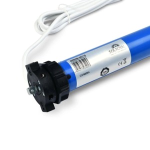 Sol Royal SolTec M13 Rohrmotor 50Nm, blauer Rolladenmotor mit weißem Kabel.