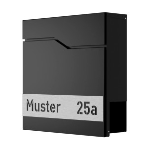 Heidemann Briefkasten DESIGNline BK2 inkl. Personalisierung Tiefschwarz