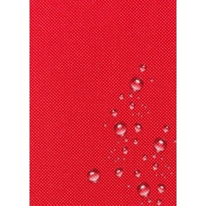 Detailaufnahme: Rotes Palettenkissen Rückenkissen mit wasserabweisender Oberfläche.