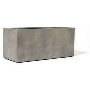 Rechteckiges, graues Kirschke Pflanzgefäß Pure Line Cosford aus Beton, 98x44x44 cm.