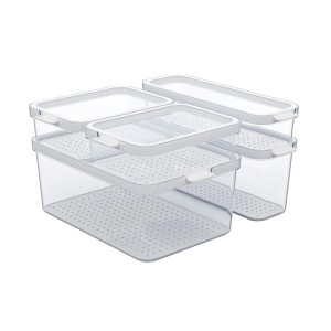 Rotho Cauma Kühlschrankorganizer-Set, 5-teilig, transparent. Küchen-Ordnungssystem für mehr Übersicht im Kühlschrank.