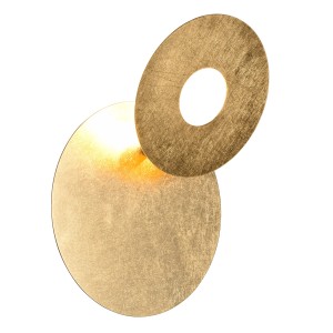 Goldfarbene Trio LED-Wandlampe Leano mit runden Elementen für indirekte Beleuchtung.