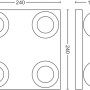 Technische Zeichnung: Philips Hue Buckram Spot, 4-flammig, Maße 24x24x10,3 cm.
