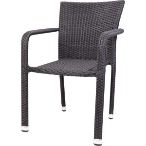 Schwarzer Siena Garden Stapelsessel Minas aus wetterfestem Geflecht für Garten, Terrasse oder Balkon.