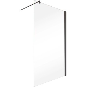 Schulte Walk In Dusche Alexa Style 2.0 mit schwarzem Rahmen und klarer Glasfront, 200x120 cm.