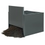 Biohort Metall-Hochbeet, dunkelgrau-metallic, mit geöffneter Seite und Erde davor.