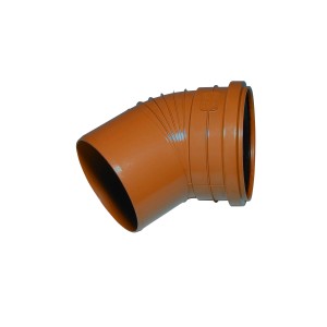 Marley Kanalgrundrohr-Bogen 67 Grad DN 125 aus Kunststoff in Orange.