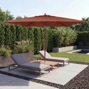 Terrakottafarbener Bezug für MCW Holz-Sonnenschirm, quadratisch, 4x4m.