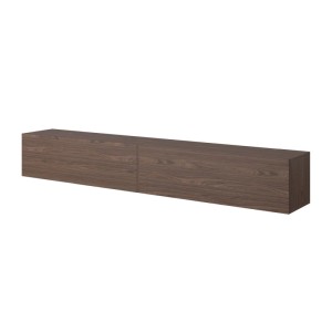Selsey TV-Hängeboard Bisira 200 cm in Nussbaum Holzoptik mit 2 grifflosen Klapptüren. Modernes TV-Möbel.