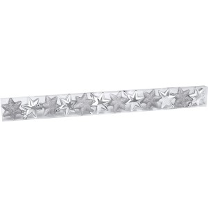 Baumschmuck-Set Sterne, 12-teilig, silberfarben, glänzend und glitzernd.