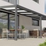 Anthrazitfarbene Terrassenüberdachung Professional, 700x300 cm, mit opalen PC-Platten.