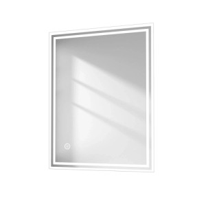 Emke Badspiegel 90x70 cm mit LED-Beleuchtung, Anti-Beschlag und Touchschalter. Rechteckiger Spiegel mit Kaltweißlicht.