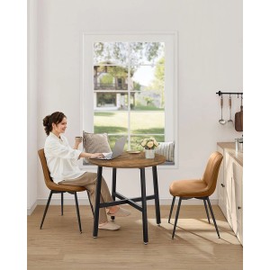 Songmics Esstisch Delon Rund Ø 80 cm Braun-Schwarz