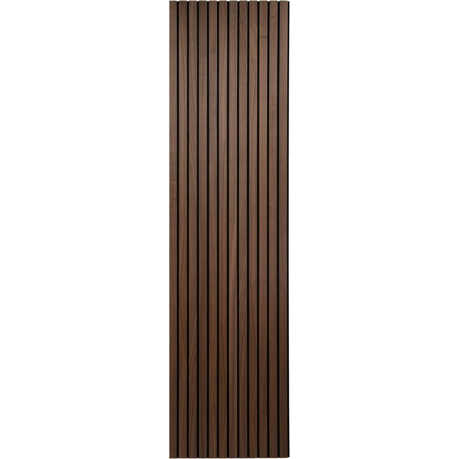Akustikpaneel Lux Walnuss, MDF mit schwarzem Filz, 60x240cm für Schallabsorption.