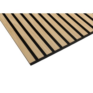 Akustikpanel Eiche Schwarz, MDF mit schwarzem Filz, 240x52x1,8 cm. Schallabsorbierend und dekorativ.
